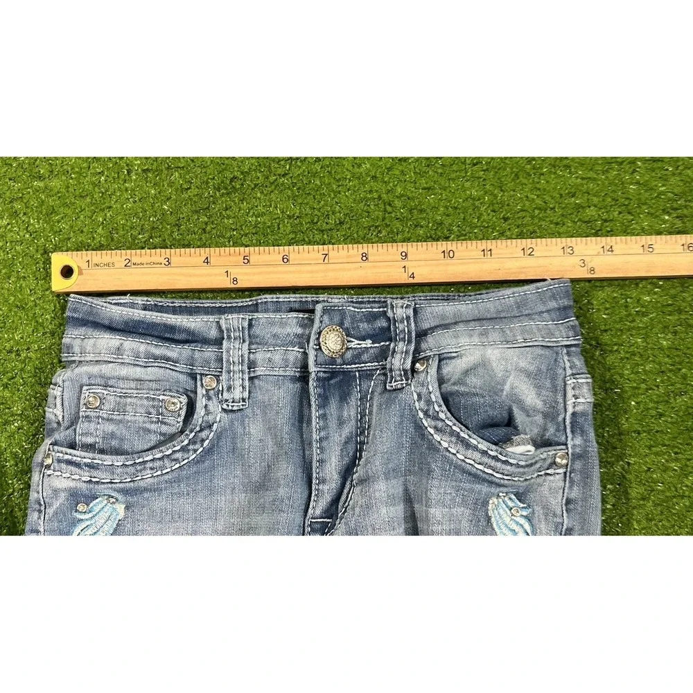 Sky Premium Collection Jeans SZ 5/6 Heart Wings Pocket Embroidered Y2K Vtg Flare - Picture 8 of 10